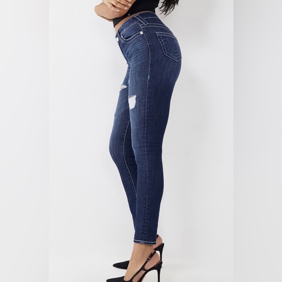 TRUE RELIGION. BNWT!! Size 31 (12) Halle Mid rise distressed skinny jeans - Picture 4 of 6